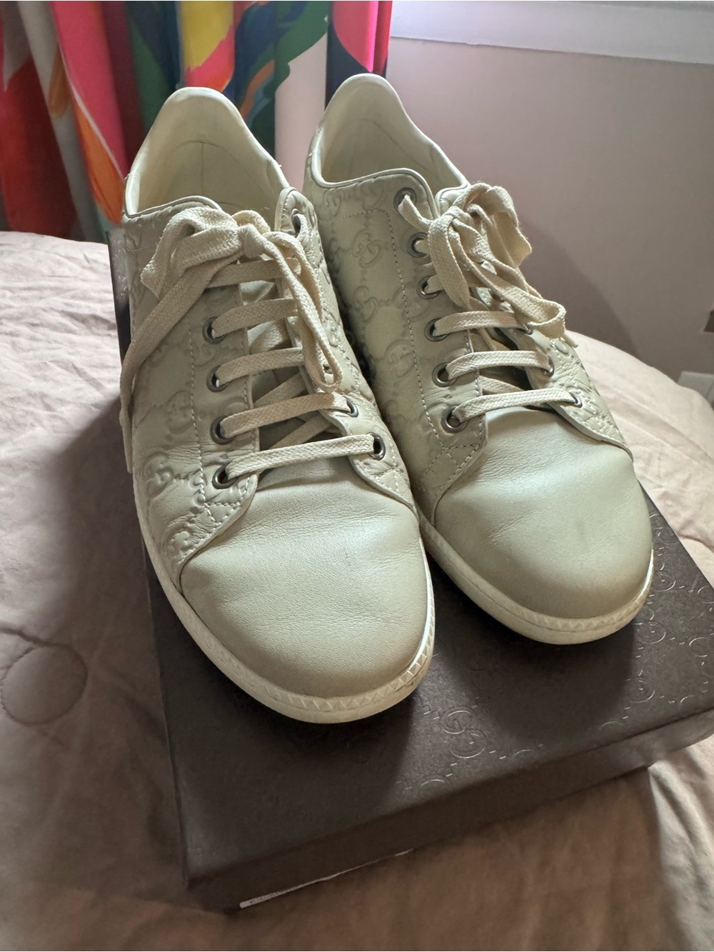 Gucci  Women's Cream Leather Sneakers